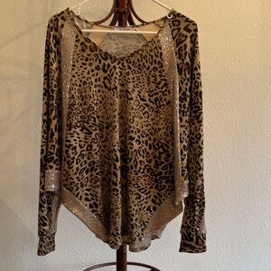Ces Femme Brown Leopard Print Long Sleeve Top